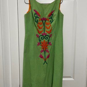 Vintage Green Embroidered Miss Jane of Miami dress
